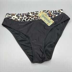Shekini Leopard High Waisted Bikini Bottoms Twist Front High Cut Medium NWT Boho